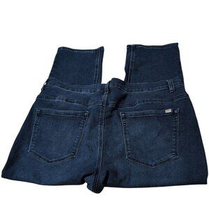 DG2 by Diane Gilman Cropped Jeans Dark Wash Button/zip 5 Pocket Design Pants